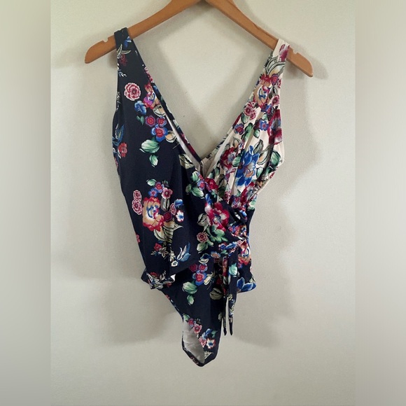 Johnny Was Other - JOHNNY WAS BATHING SUIT ONE PIECE FLORAL BLUE SIZE 1X